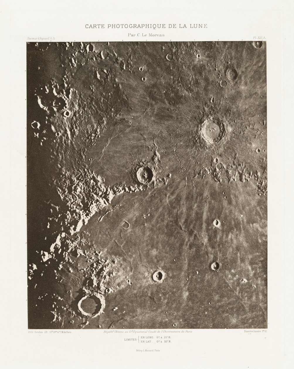 Carte photographique de la lune, planche XIII.A (Carta fotográfica da Lua, placa XIII.A),23 de outubro de Charles le Morvan