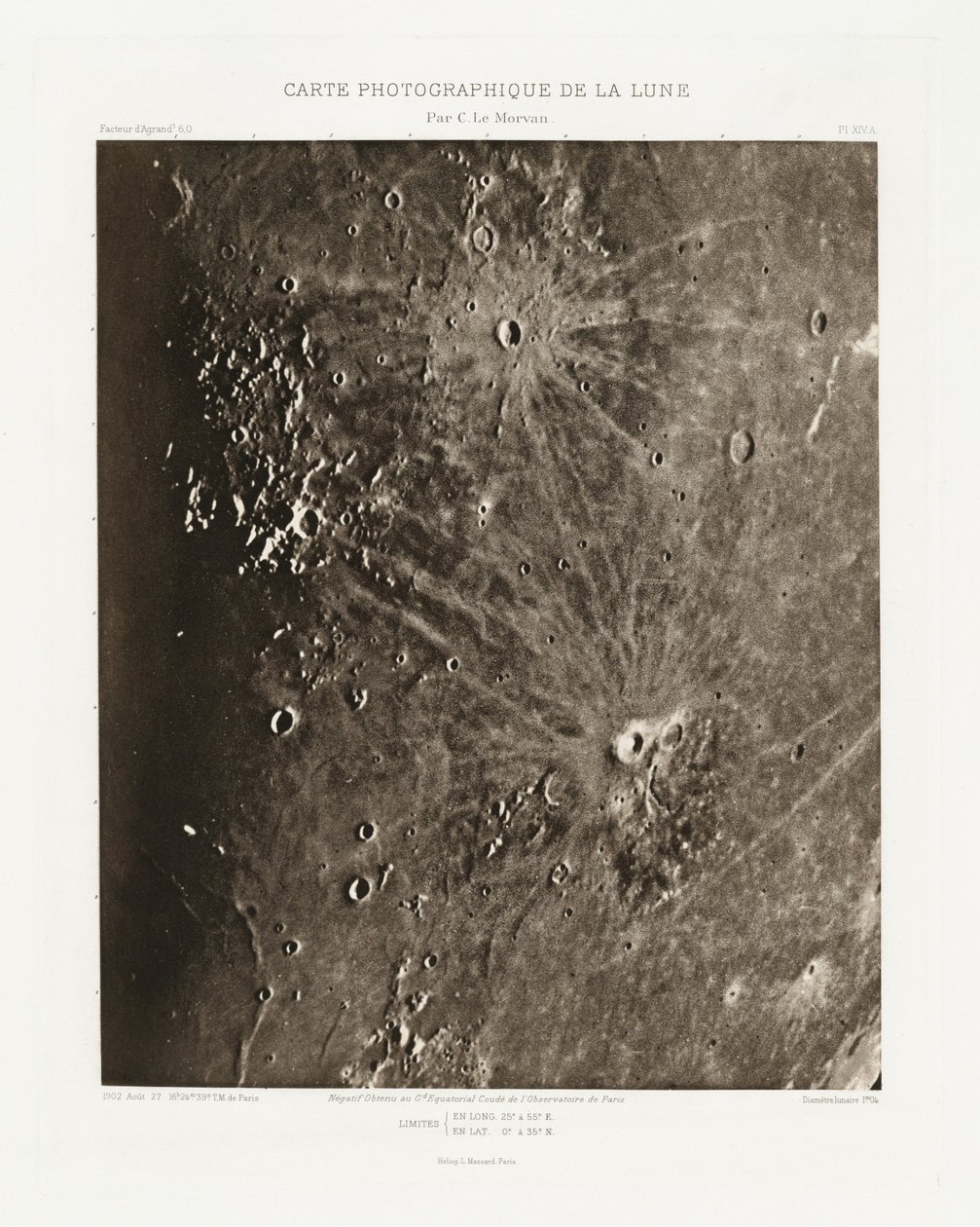 Carte photographique de la lune, planche XIV.A (Carta fotográfica da Lua, placa XIV.A),27 de agosto de Charles le Morvan