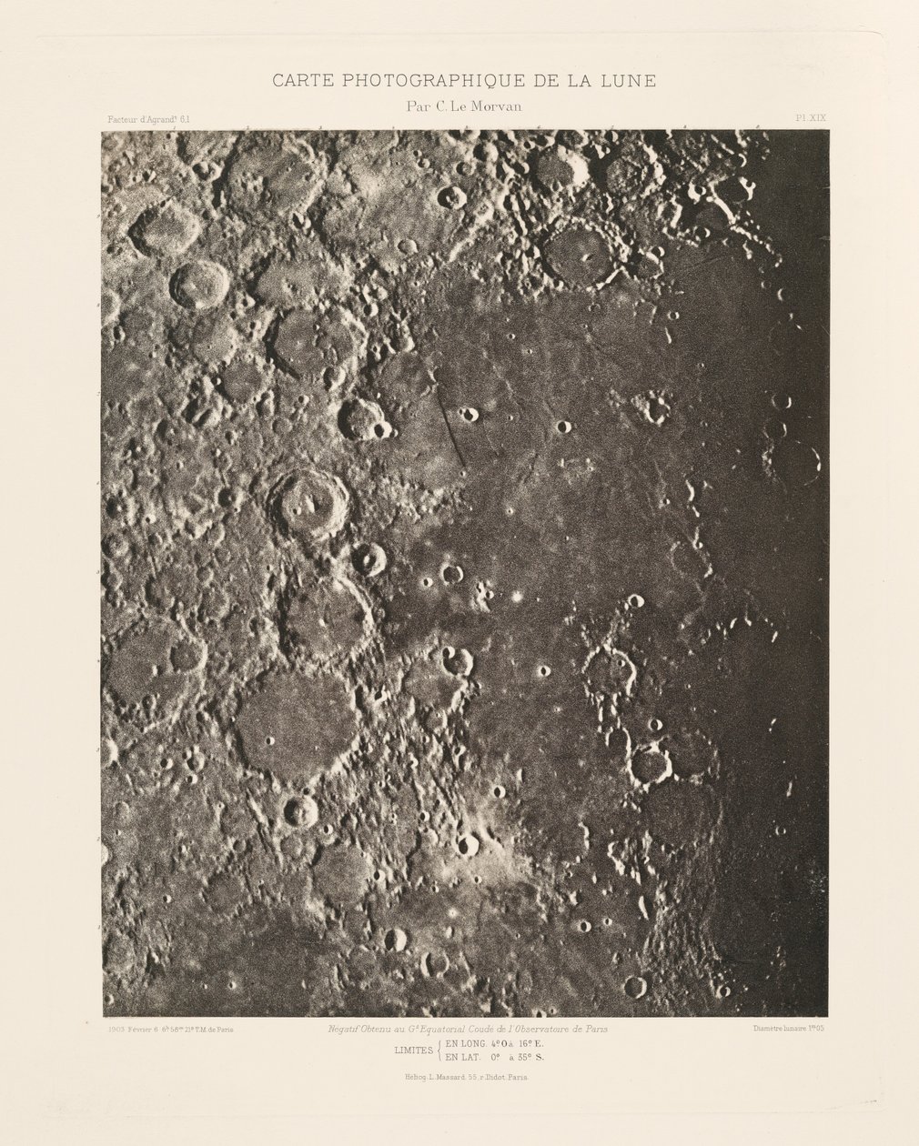 Carta fotográfica da Lua, placa XIX, 6 de fevereiro de Charles le Morvan