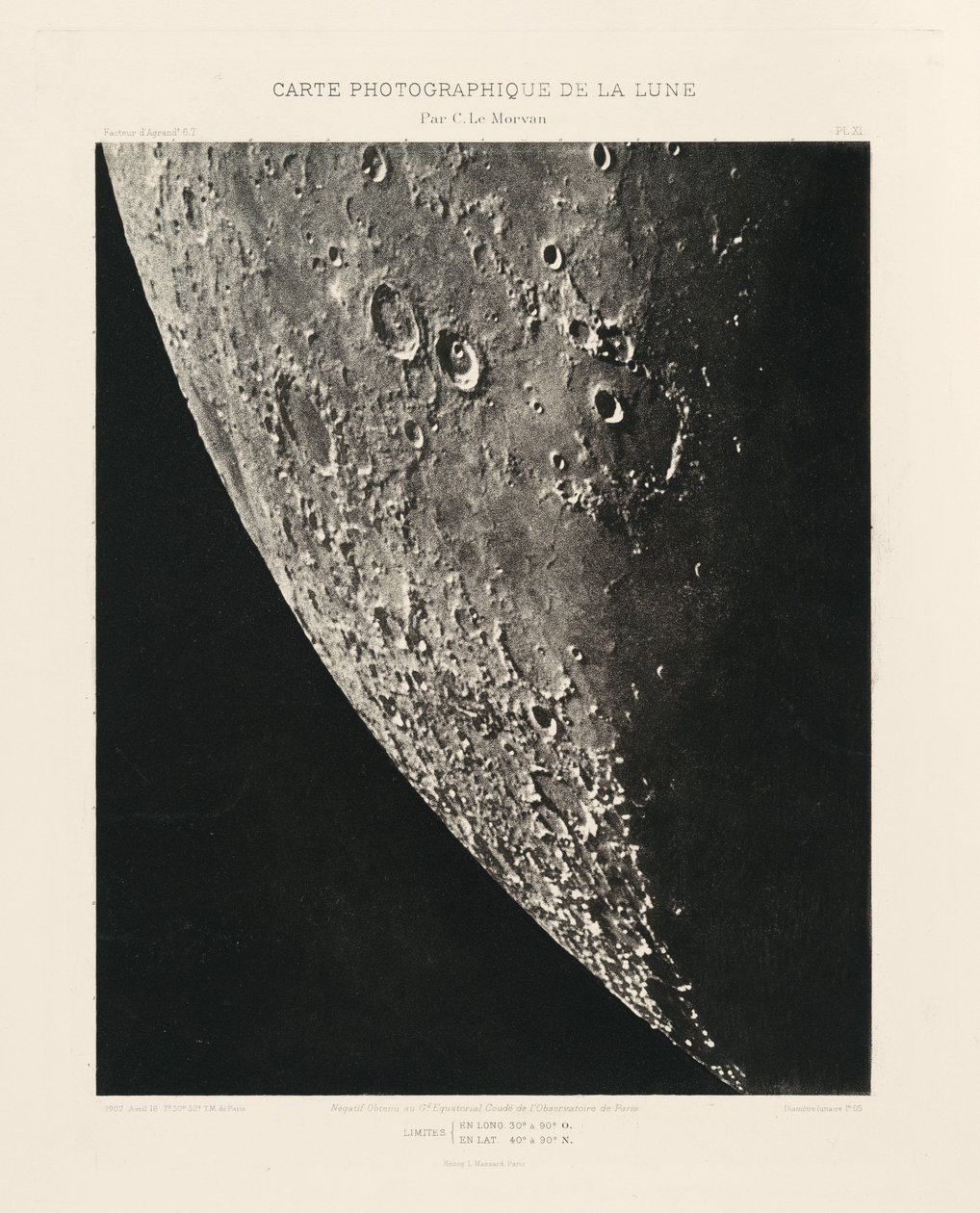 Carta fotográfica da Lua, placa XI, 18 de abril de Charles le Morvan