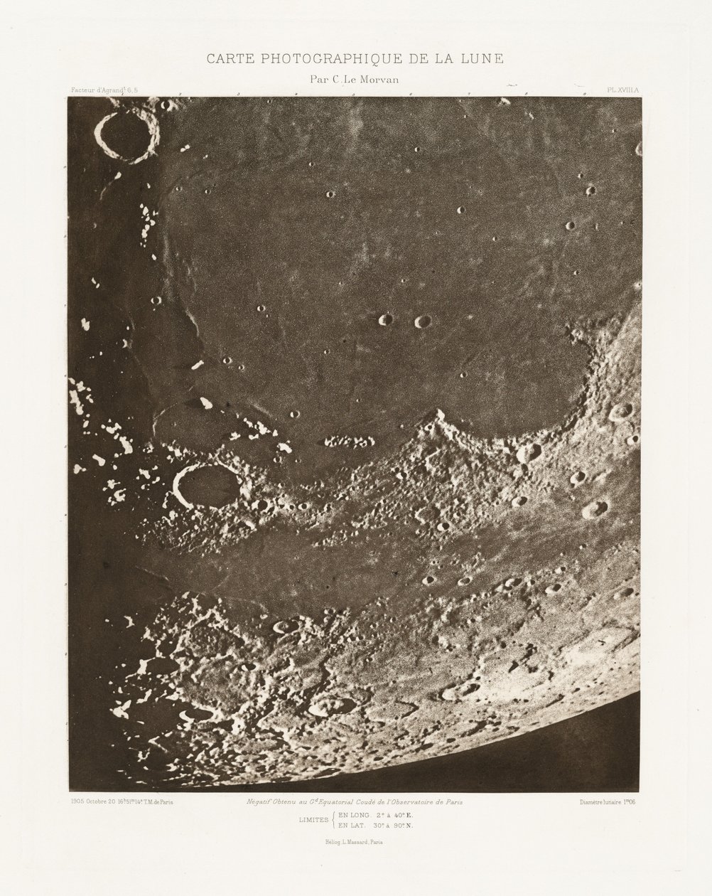 Carte photographique de la lune, planche XVIII.A (Carta fotográfica da Lua, placa XVIII.A),20 de outubro de Charles le Morvan