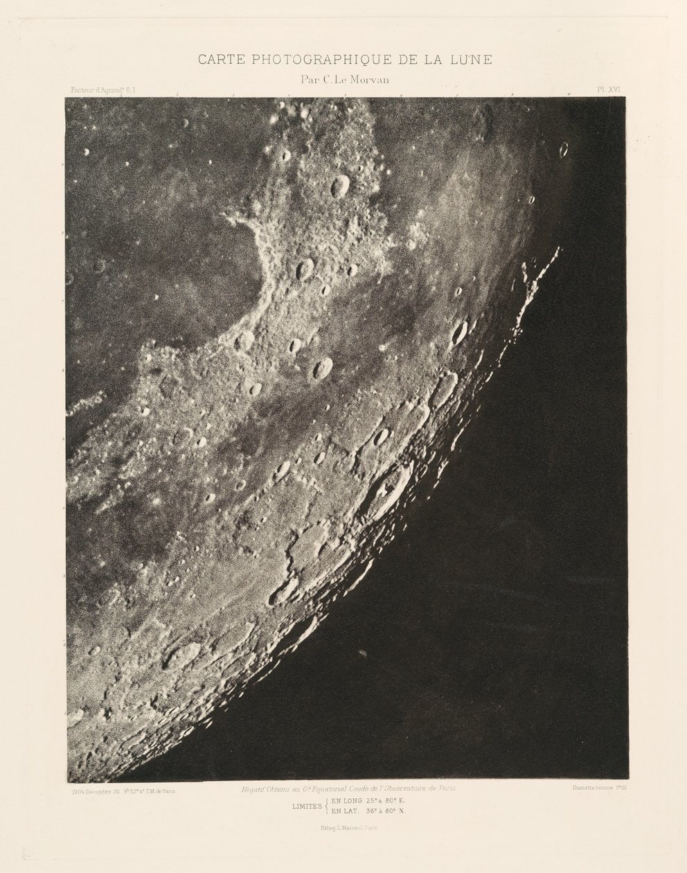 Carta fotográfica da Lua, placa XVI, 20 de dezembro de Charles le Morvan