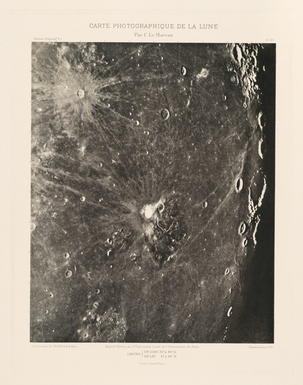 Carta fotográfica da Lua, placa XV, 20 de dezembro de Charles le Morvan