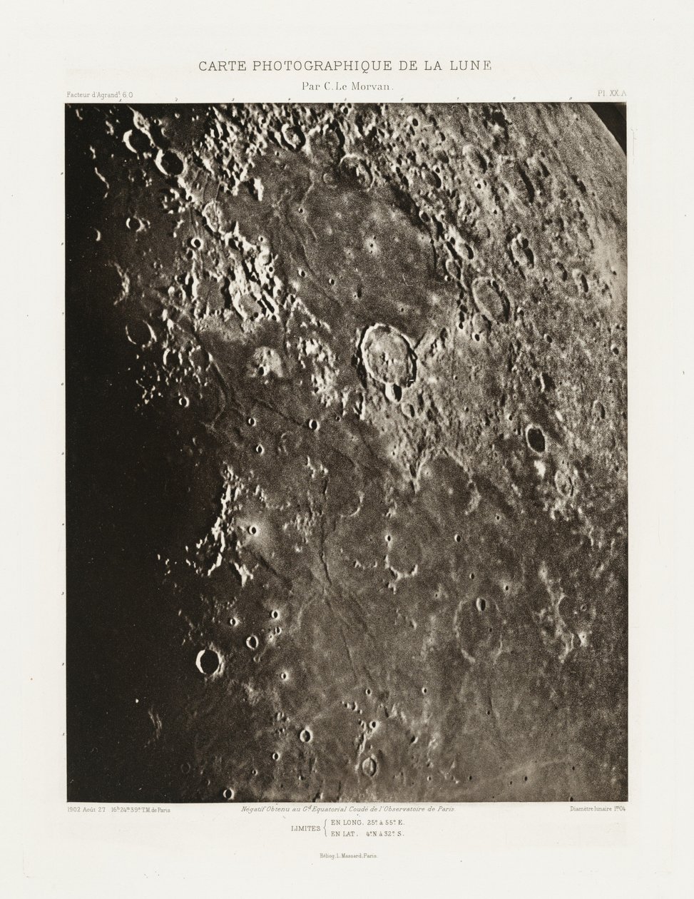 Carte photographique de la lune, planche XX.A (Carta fotográfica da Lua, placa XX.A), 27 de agosto de Charles le Morvan