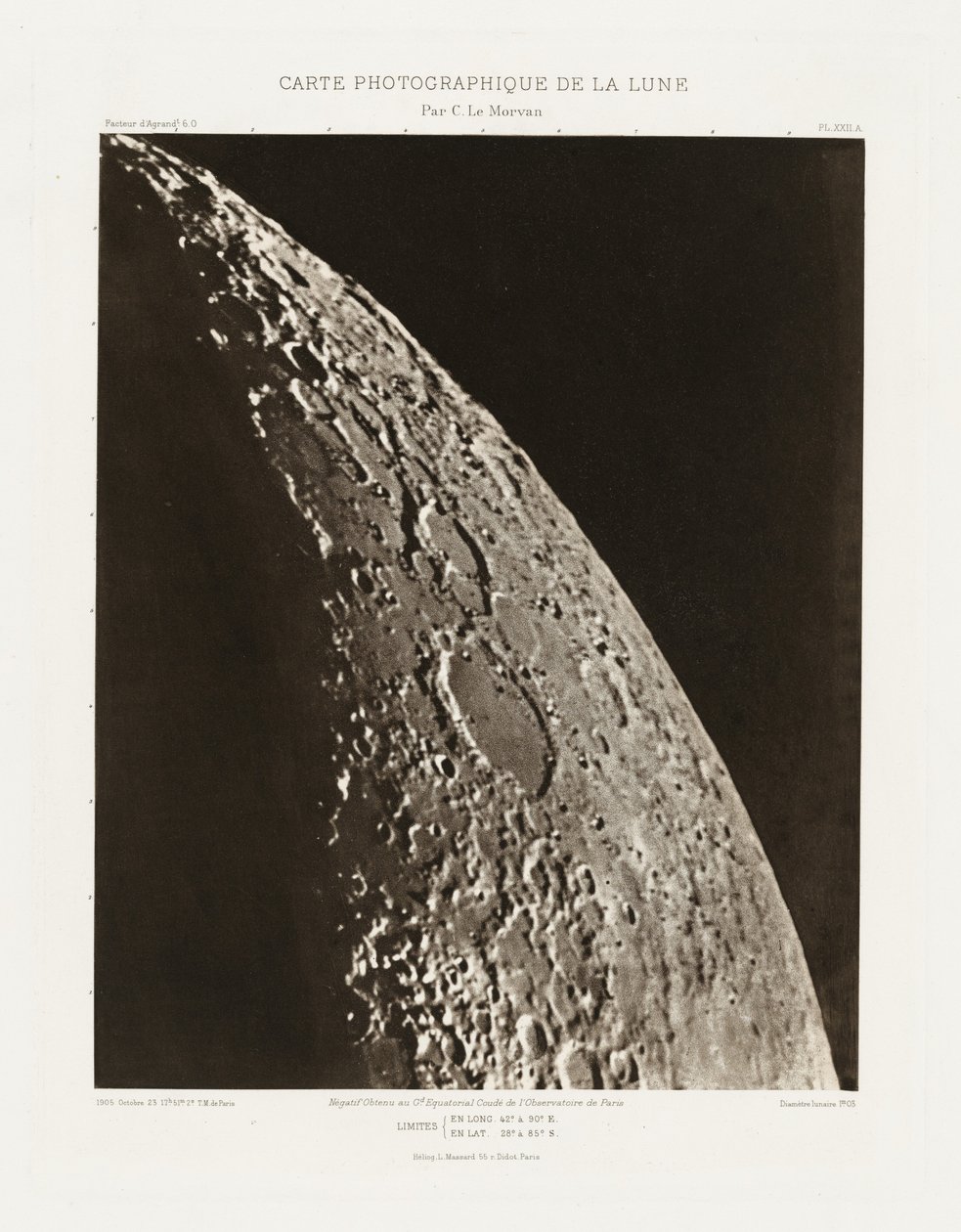 Carte photographique de la lune, planche XXII.A (Carta fotográfica da Lua, placa XXII.A),23 de outubro de Charles le Morvan
