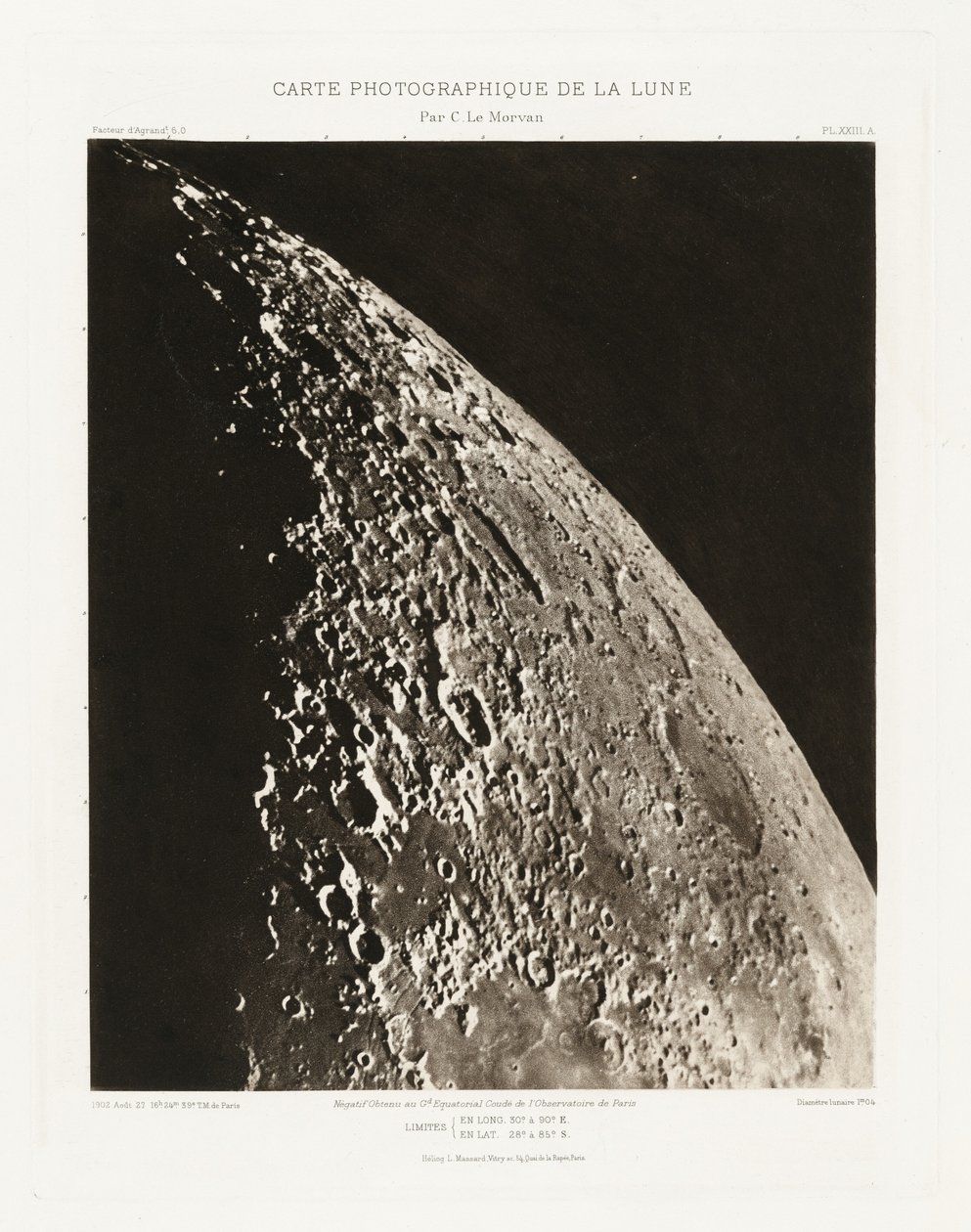 Carte photographique de la lune, planche XXIII.A (Carta fotográfica da Lua, placa XXIII.A),27 de agosto de Charles le Morvan