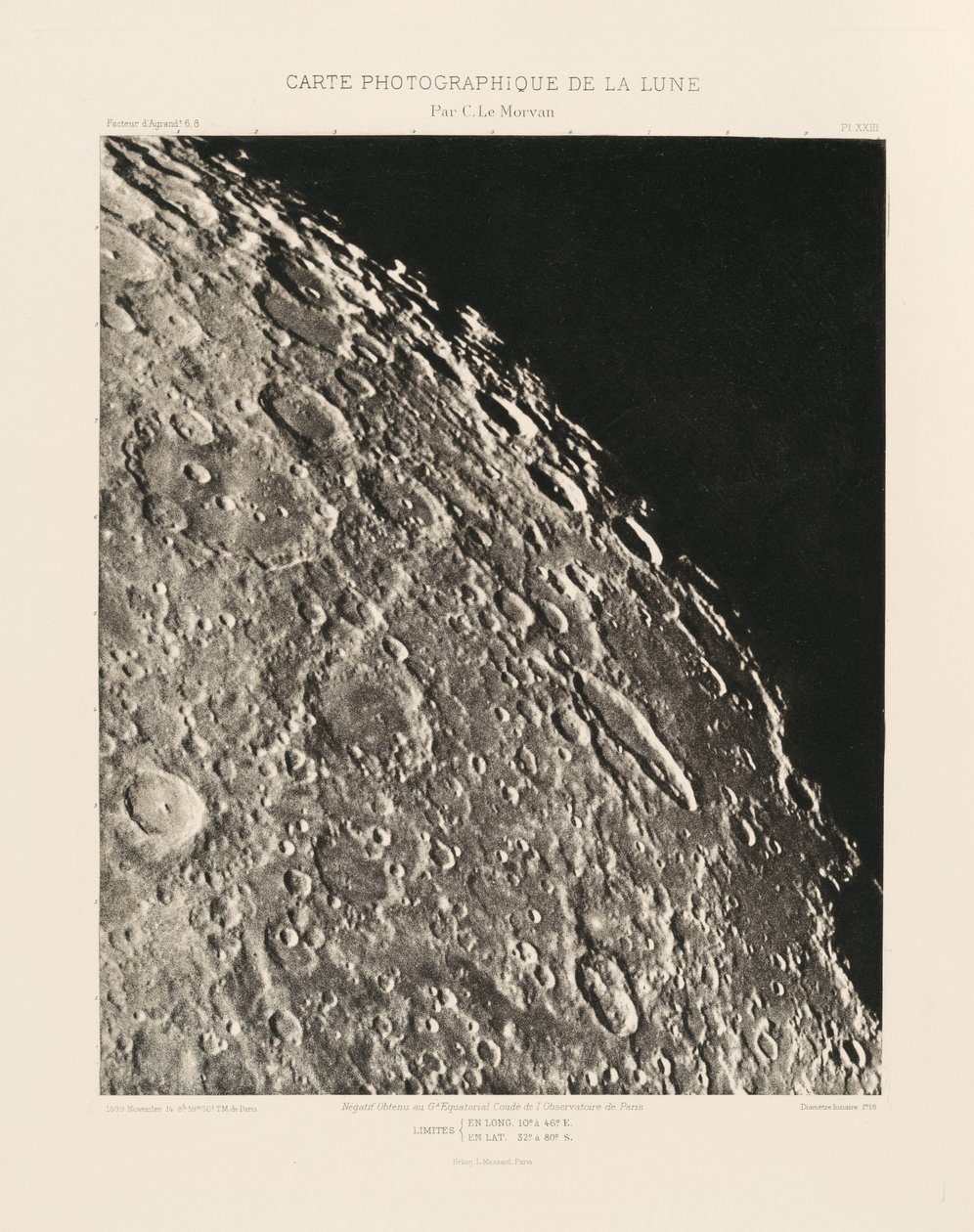 Carta fotográfica da Lua, placa XXIII, 14 de novembro de Charles le Morvan