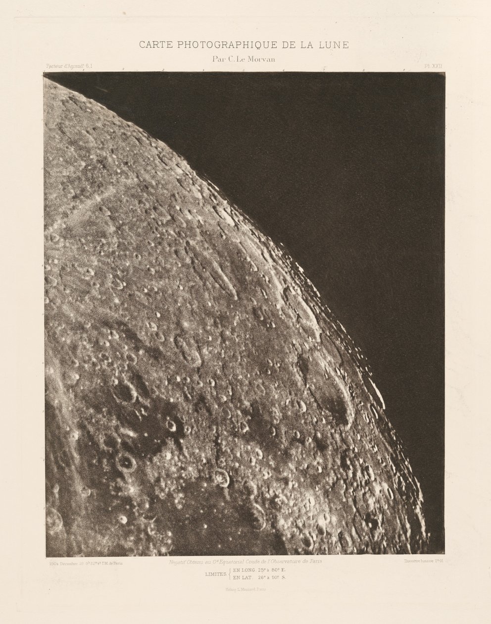 Carta fotográfica da Lua, placa XXII, 20 de dezembro de Charles le Morvan