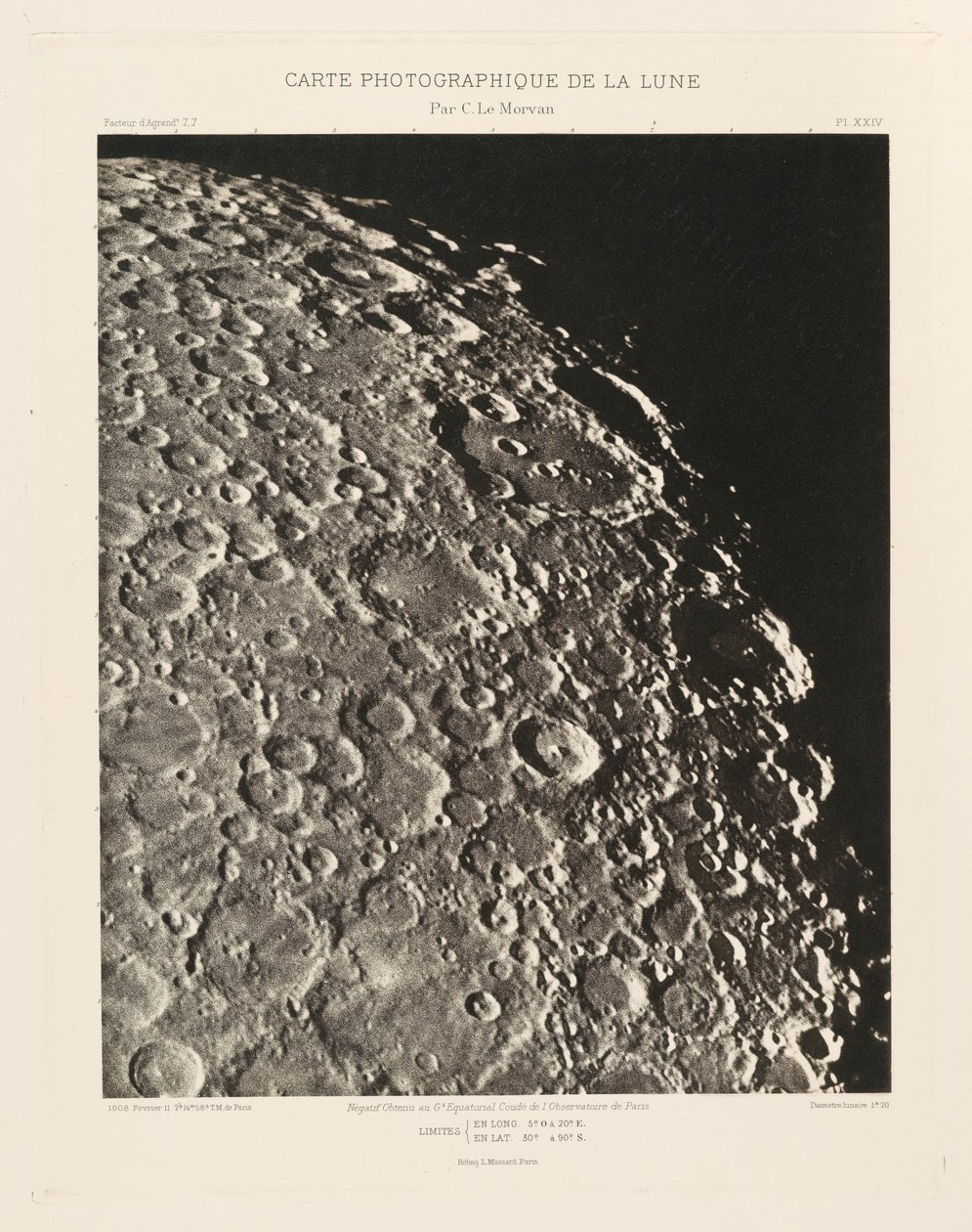 Carte photographique de la lune, planche XXIV (Carta fotográfica da Lua, placa XXIV),11 de fevereiro de Charles le Morvan