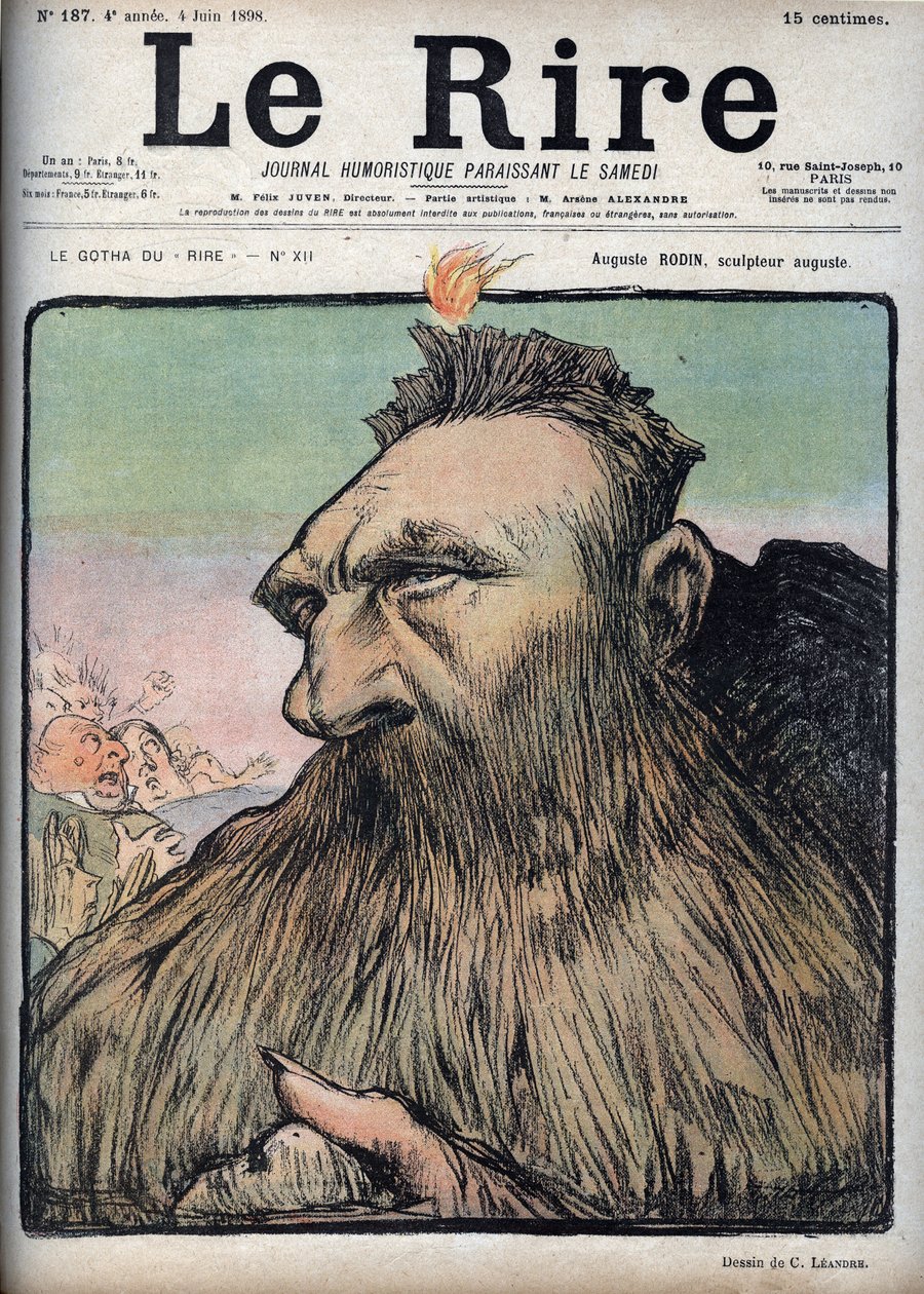 Auguste Rodin (1840-1917) escultor Augustus - Desenho animado por Charles Leandre (1862-1934) em "Le Rire" de 4 de junho de Charles Leandre