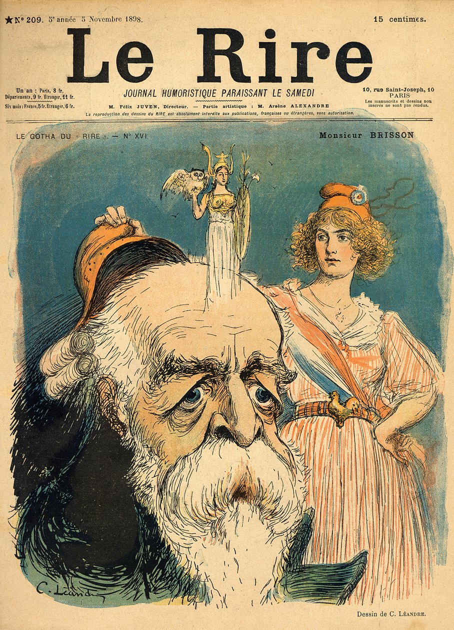 Caricatura de Henri Brisson, da capa de &39;Le Rire&39;, 5 de novembro de 1898 de Charles Leandre