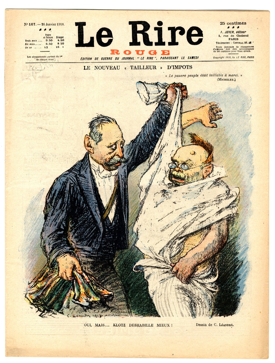 Capa do "Le Lire rouge", Satirical em B & W de Charles Leandre