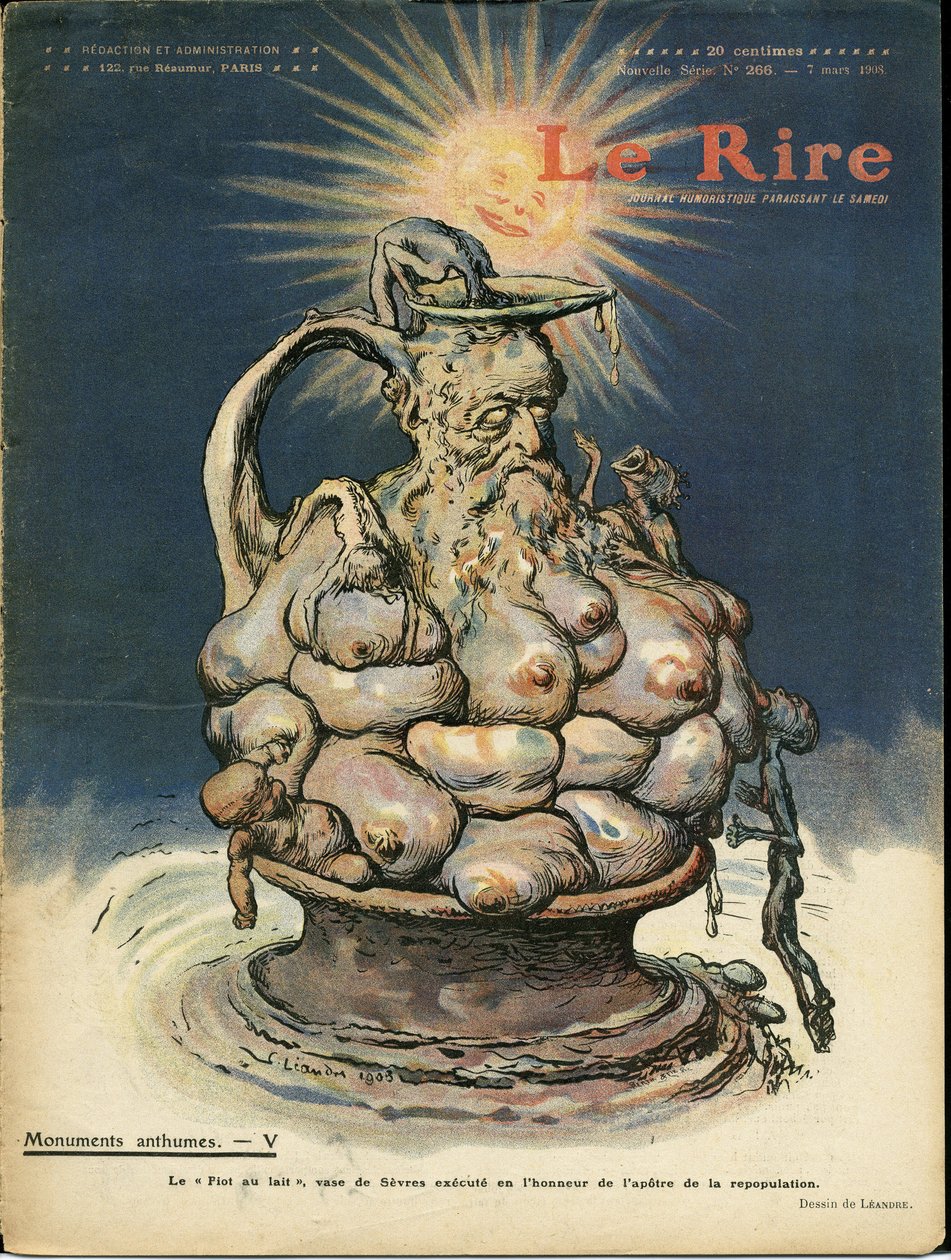 Ilustração de Charles Leandre (1862-1934) para a capa de Le Lire, 07/03/08 - Estátua de Escultura, Maternidade - Piot Edme (1828-1909) de Charles Leandre
