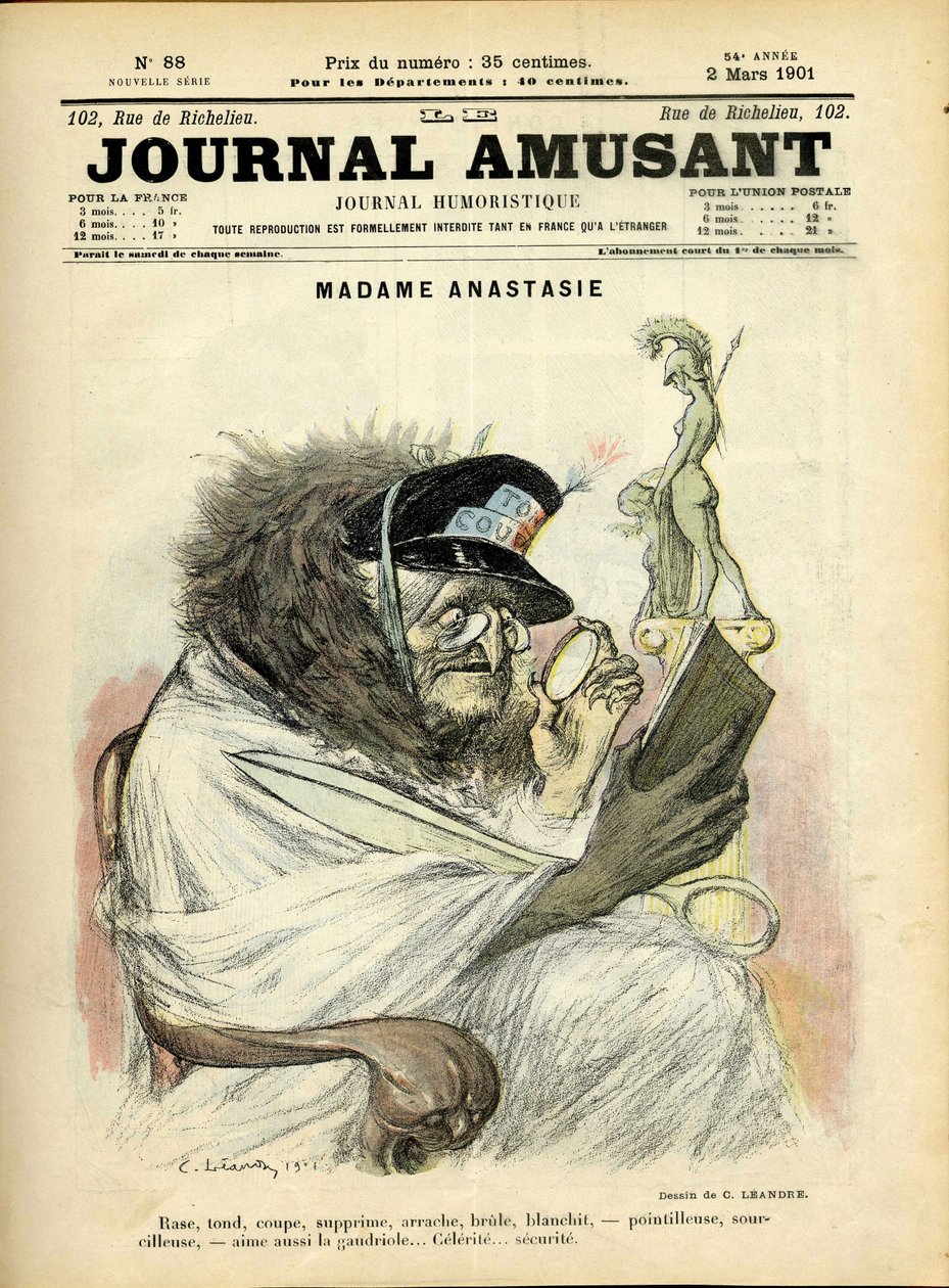 Ilustração de Charles Leandre (1862-1934) para a capa do Le Journal Fun de Charles Leandre