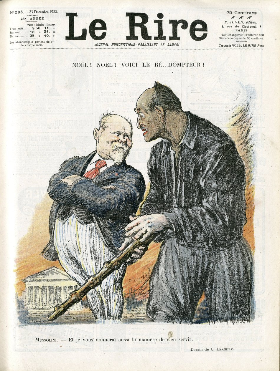 Ilustração de Charles Leandre (1862-1934) para a capa de Le Rire, 23/12/22 - Noel Noel Noel - Presidente da República - Poincare Raymond, Mussolini Benito, Tamer de Charles Leandre