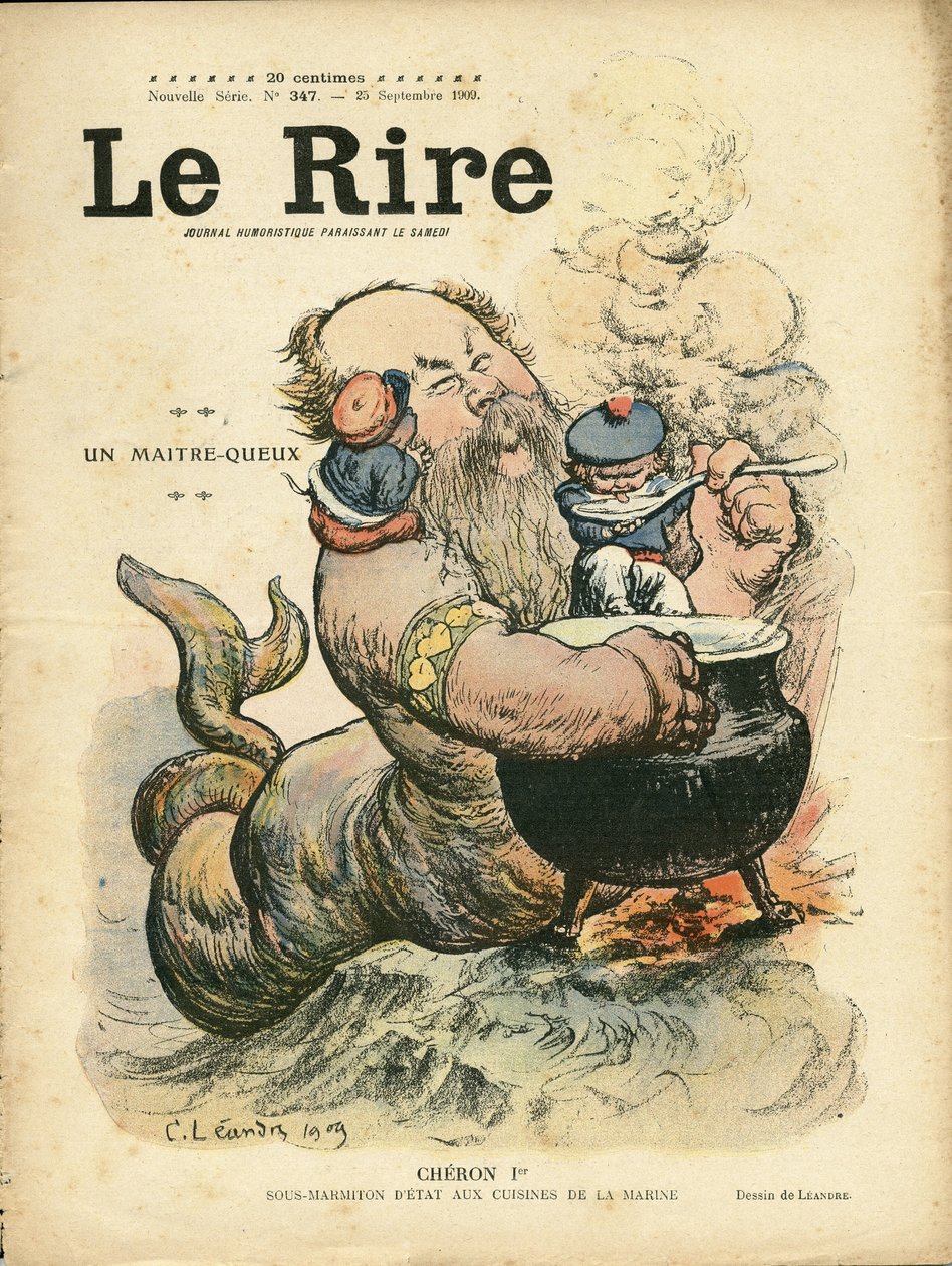 Ilustração de Charles Leandre (1862-1934) para a capa de Le Rire, 25/09/09 - A master-queux - Marine Marine Balneaire - Cheron Henry (1867-1936), Sirene de Charles Leandre