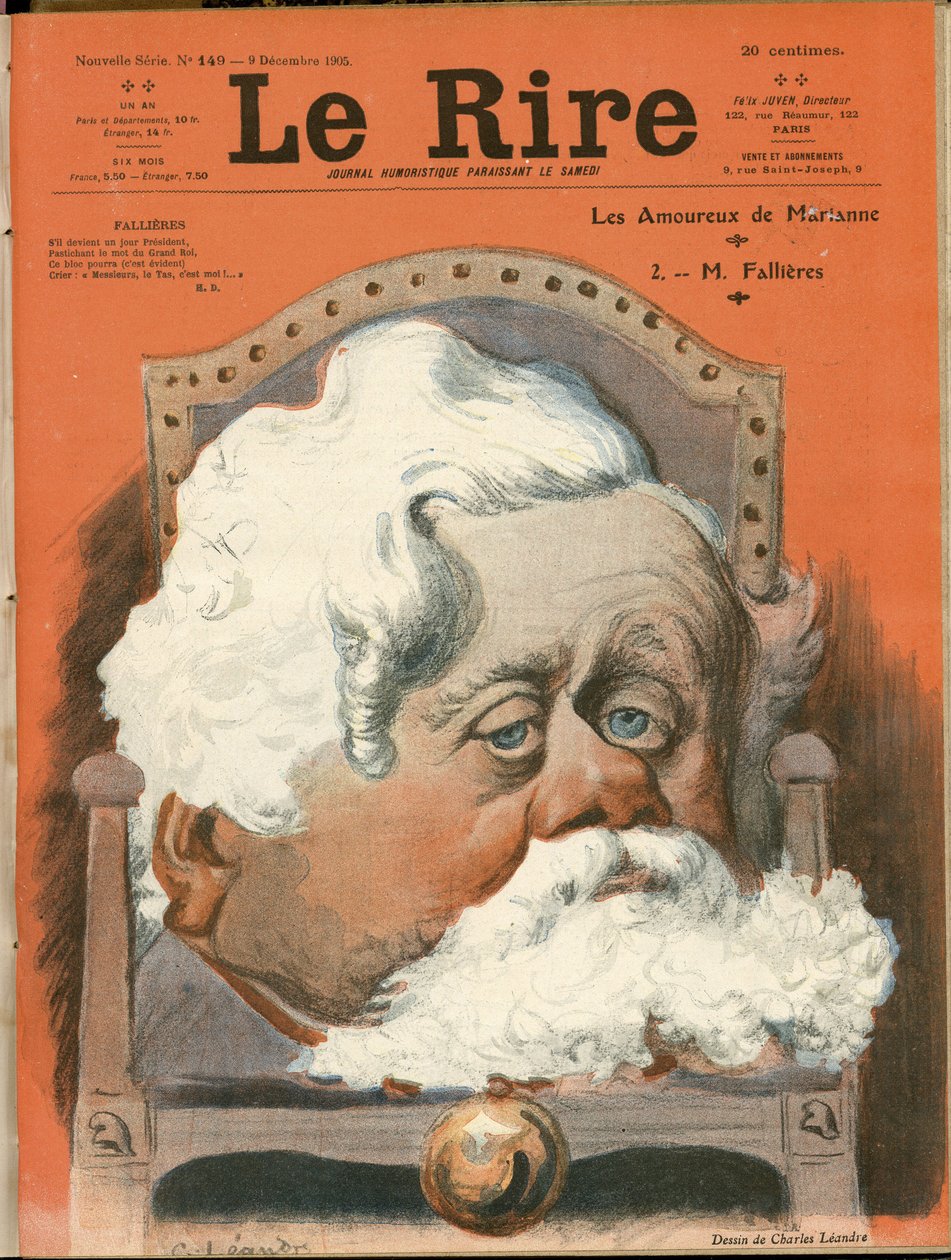 Ilustração de Charles Leandre (1862-1934) para a Capa de Le Rire, No. 149, 09/12/05 - Presidente da República, Poltrona (símbolo do poder) - Fallieres Armand (1841-1931) de Charles Leandre