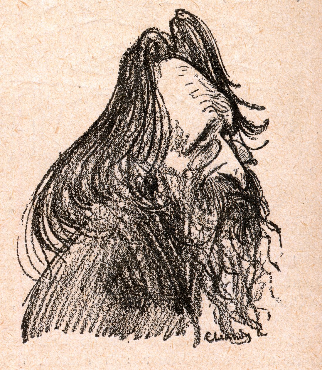 Jules Guesde (1845-1922) político francês - gravura em "Our Dear Sovereign" de Paul Bosq - ilustração de Charles Leandre (1862-1934) 1898 - de Charles Leandre