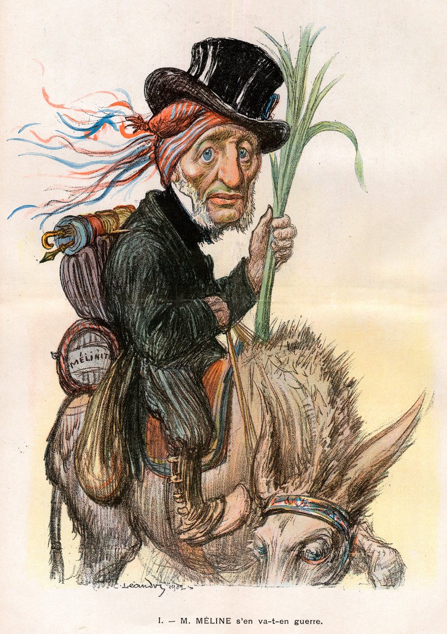 Jules Meline (1838-1925), político francês, Ministro da Agricultura - Desenho animado por Charles Leandre (1862-1934) em "Le Rire" de 12 de Abril de 1902 de Charles Leandre