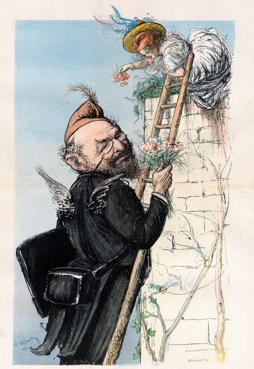 Leon Bourgeois (1851-1925), advogado e político francês - Cartoon de Charles Leandre (1862-1934) em "Le Rire" 1902 de Charles Leandre
