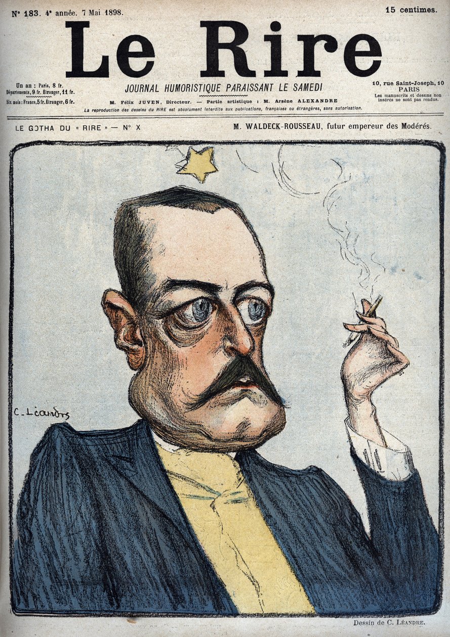 M. Waldeck-Rousseau futuro imperador dos Moderes - Caricatura de Pierre Waldeck Rousseau (Waldeck-Rousseau) (1846-1904) por Charles Leandre (1862-1934) em "Le Rire" de 7 de Maio de Charles Leandre