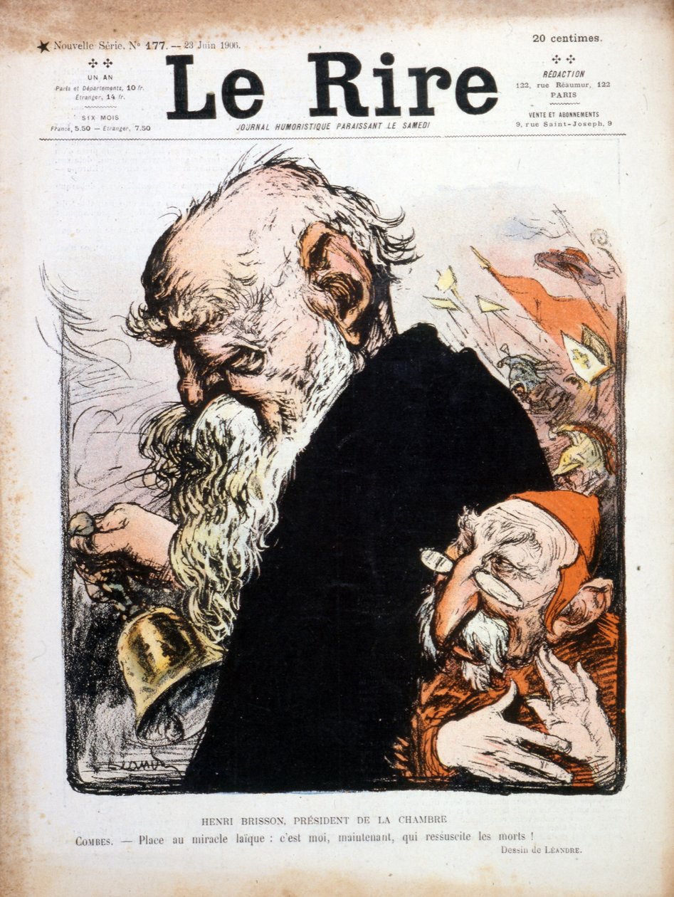 Ilustração satírica da capa de Eugene Henri Brisson de Le Rire 1906 (gravura) de Charles Leandre