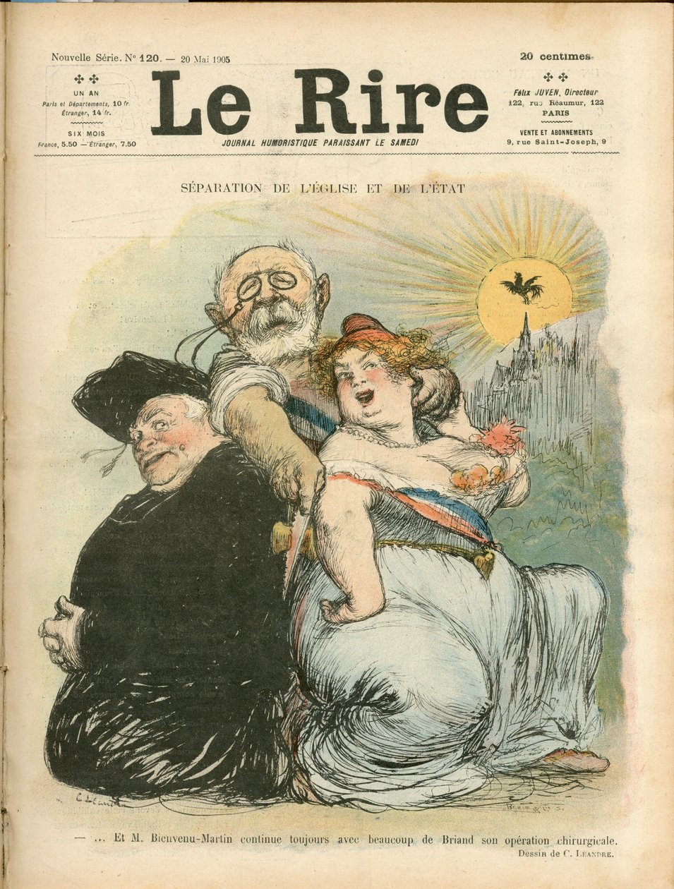 Separação da Igreja e do Estado - capa do "Le Laughing". de Charles Leandre