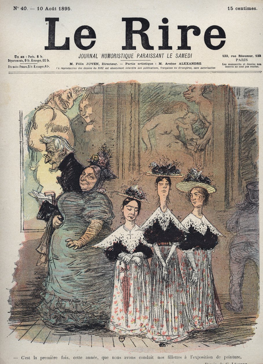 Esta é a primeira vez, este ano, que conduzimos as nossas meninas à exposição de pintura - caricatura de Charles Leandre (1862-1934) em "Le Rire" de 10 de Agosto de Charles Leandre