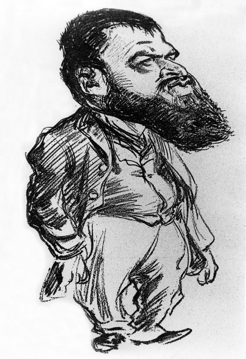 Tristan Bernard (1866-1947) romancista e dramaturgo francês, caricatura de Charles Leandre de Charles Leandre
