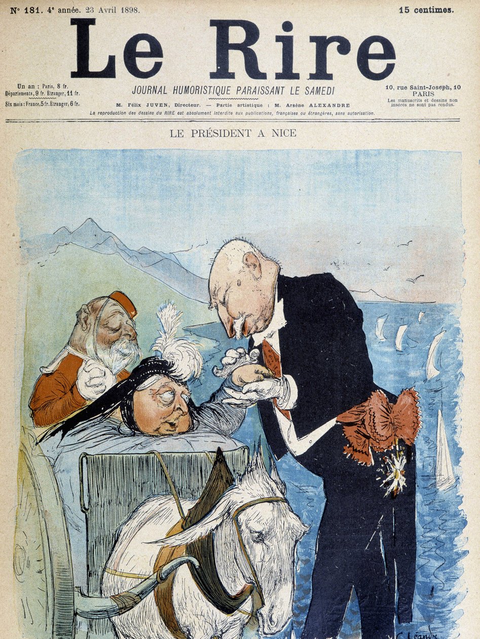 Victoria et Félix Faure em Nice - por Léandre, em "Le Rire" de 23/04/1898 de Charles Leandre