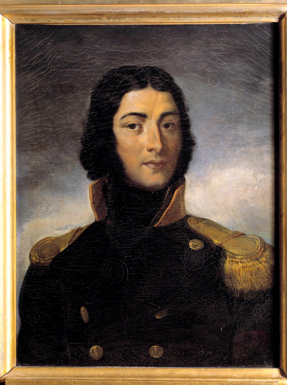 Retrato do General Louis Lazare Hoche (1768-1797) com uniforme de capitão em 1792 Pintura de Charles Victor Lefebvre (1805-1882) século XIX. Dim 0,72 x 0,55 m de Charles Lefebvre