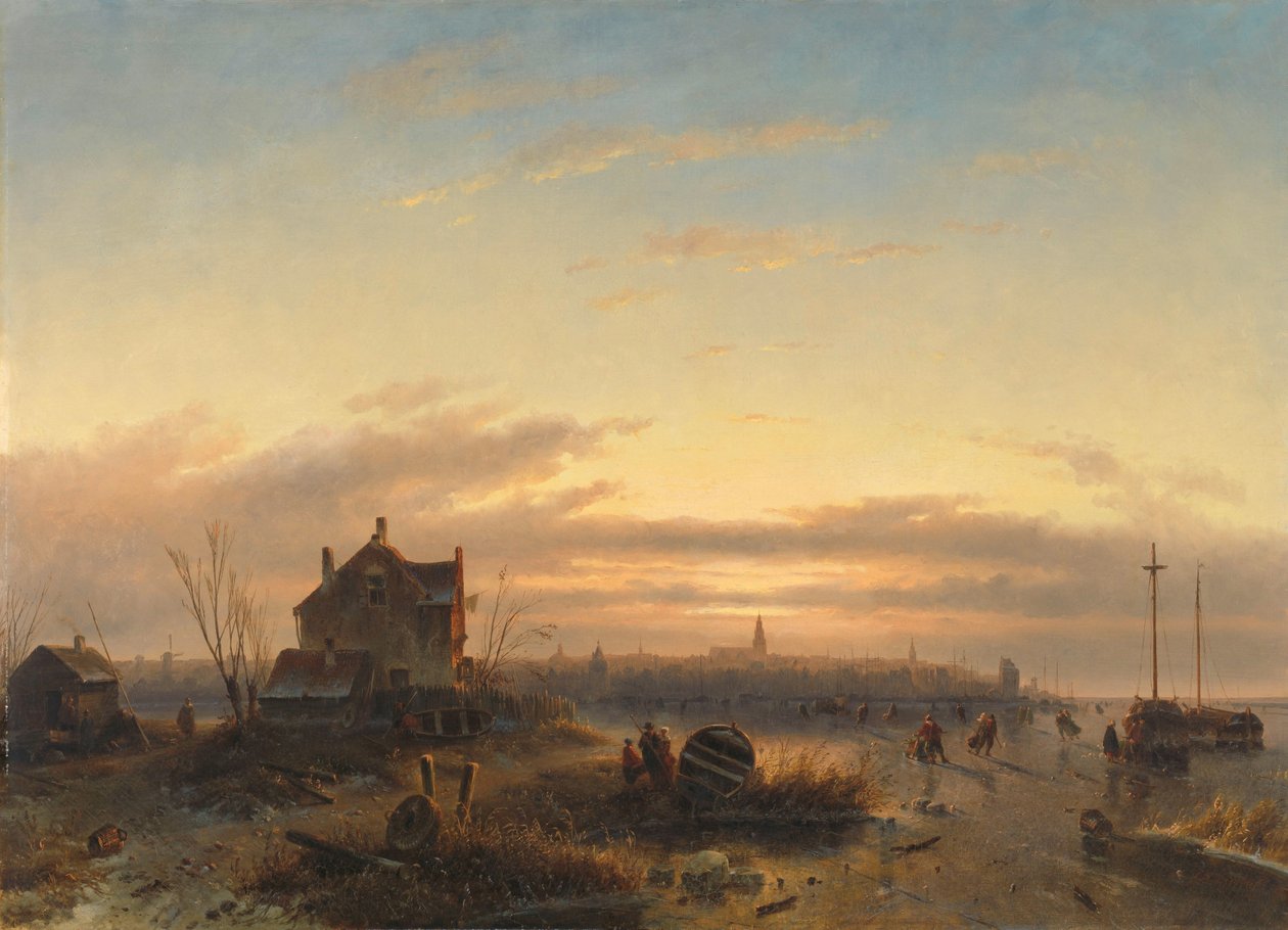 Inverno no IJ ao largo de Amesterdão de Charles Leickert (signed by artist)