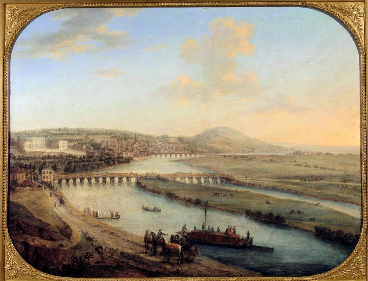 Vista da Ilha de Seguin, a ponte de Sevres e do Saint Cloud Panorama a oeste de Paris. Pintura de Charles Grevenbroeck (? -1758) 1738 Sol. 0,69x0,9 m Paris, musee Carnavalet de Charles Leopold Grevenbroeck