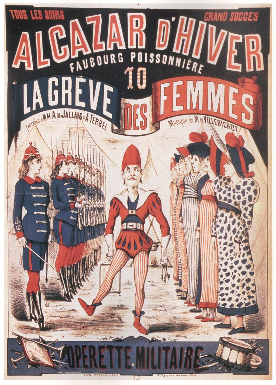 Cartaz para a Opereta La Grêve des femmes de A. de Villebichot, 1879-1880 de Charles Levy