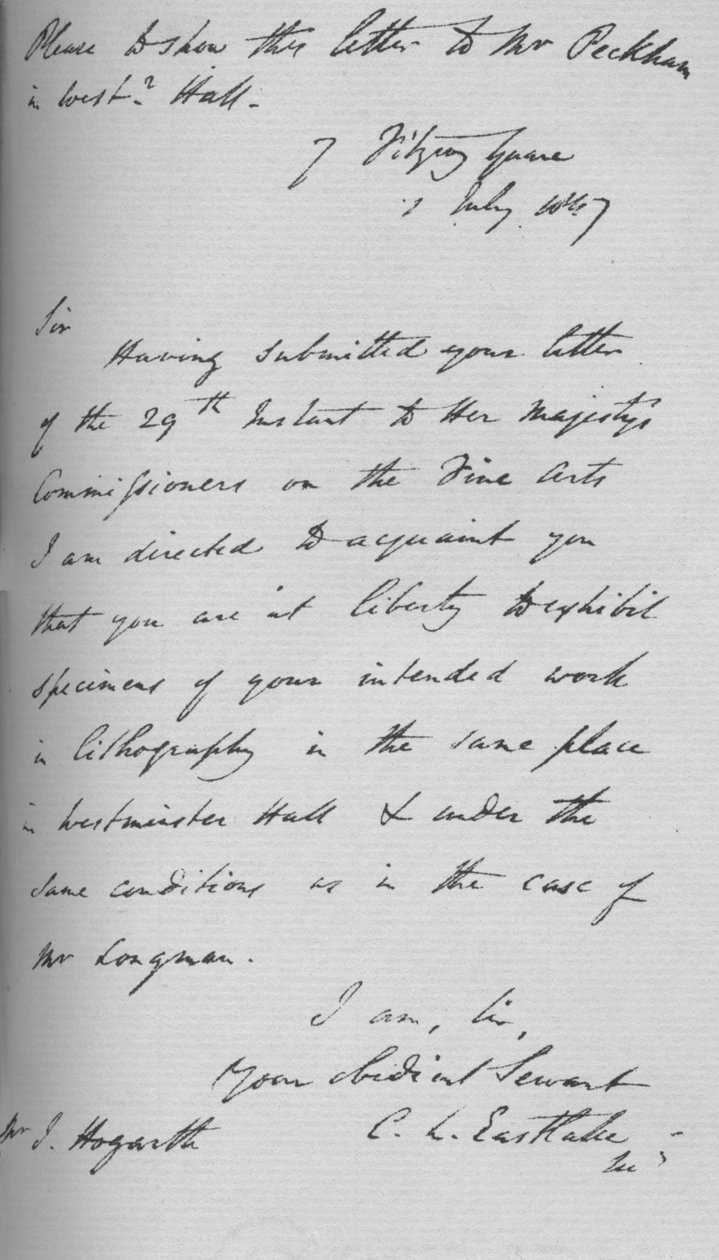 Uma carta de Charles Lock Eastlake, 1847 1904 de Charles Lock Eastlake