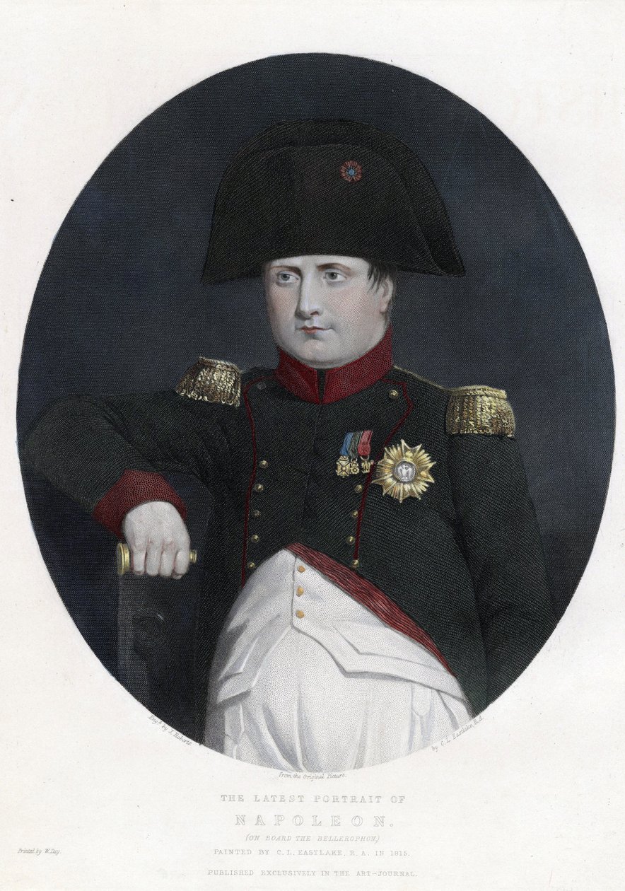 Retrato mais recente de Napoleão a bordo do Bellerophon - Eastlake, Sir Charles Lock (1793-1865) - 1815 - Gravura, aguarela - 29,5x22,4 - Colecção Privada de Charles Lock Eastlake