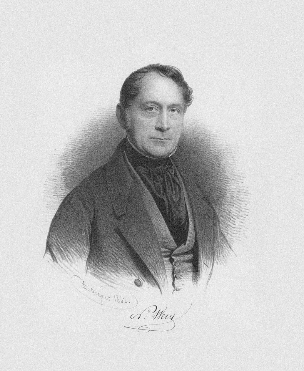 Retrato do maestro e compositor Nicolas-Lambert Wéry 1789-1867 , 1842. de Charles Louis Baugniet