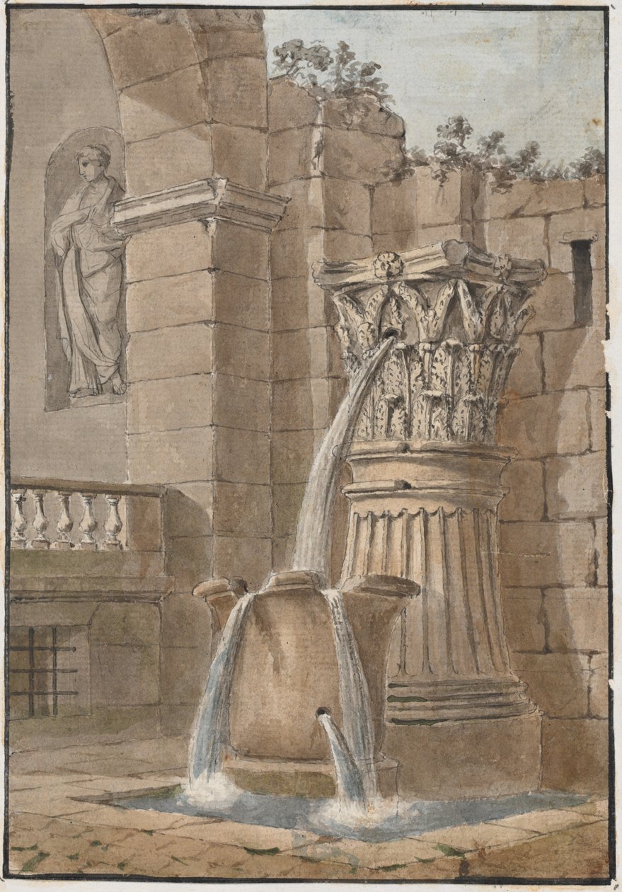 Fonte em um pátio de Charles Louis Clerisseau