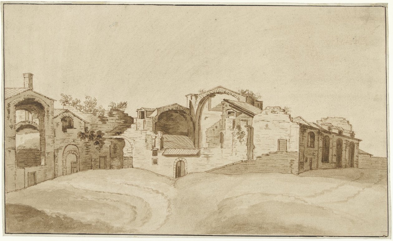 Vista das Termas de Diocleciano em Roma de Charles Louis Clerisseau
