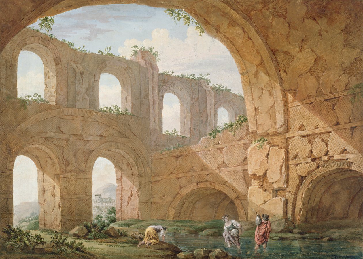 Villa de Adriano, perto de Tivoli (caneta e guache sobre papel) de Charles Louis Clerisseau