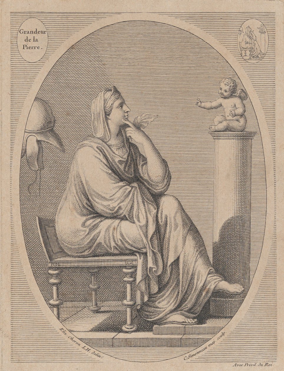 Grandeur de la pierre, depois de Eliz. Cheron, 1665-1728. de Charles Louis Simonneau