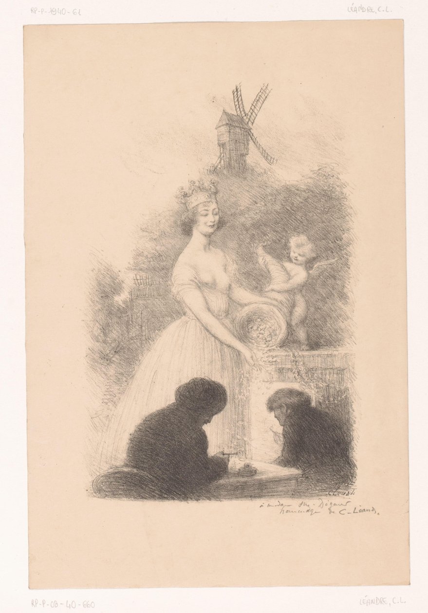 Mulher coroada e putto com cornucópia de Charles Lucien Leandre