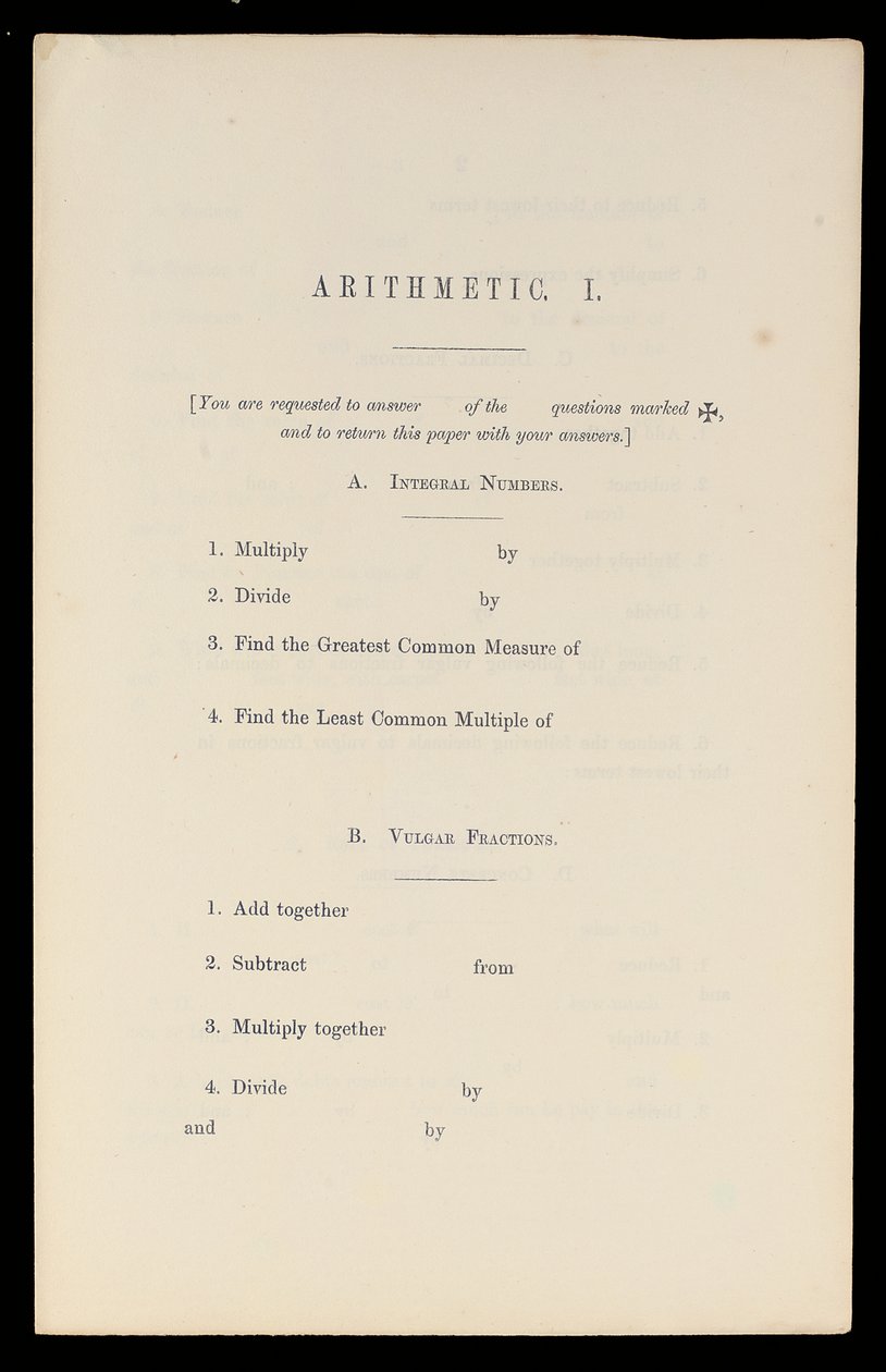Aritmética, Oxford University Press, c.1870 (versão impressa) de Charles Lutwidge Dodgson