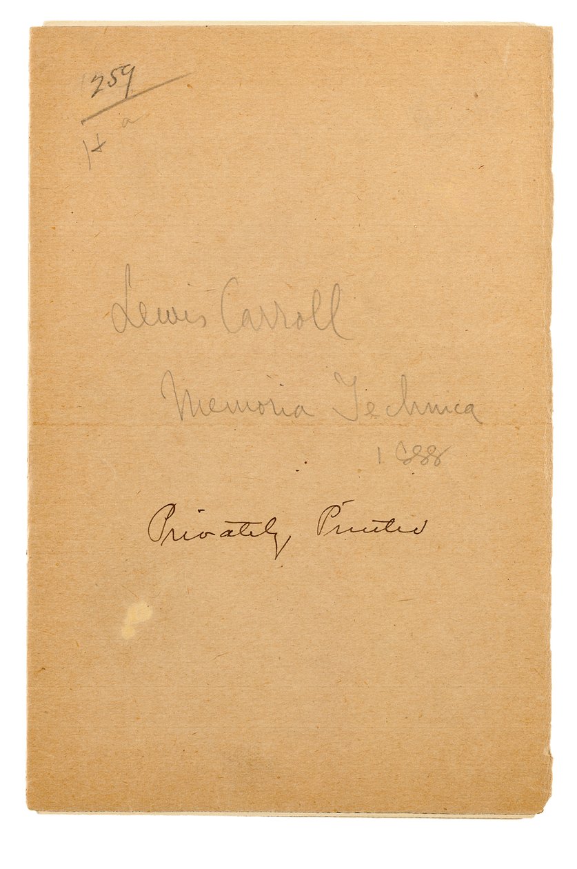 Página de título de Memoria Technica, Oxford de Charles Lutwidge Dodgson