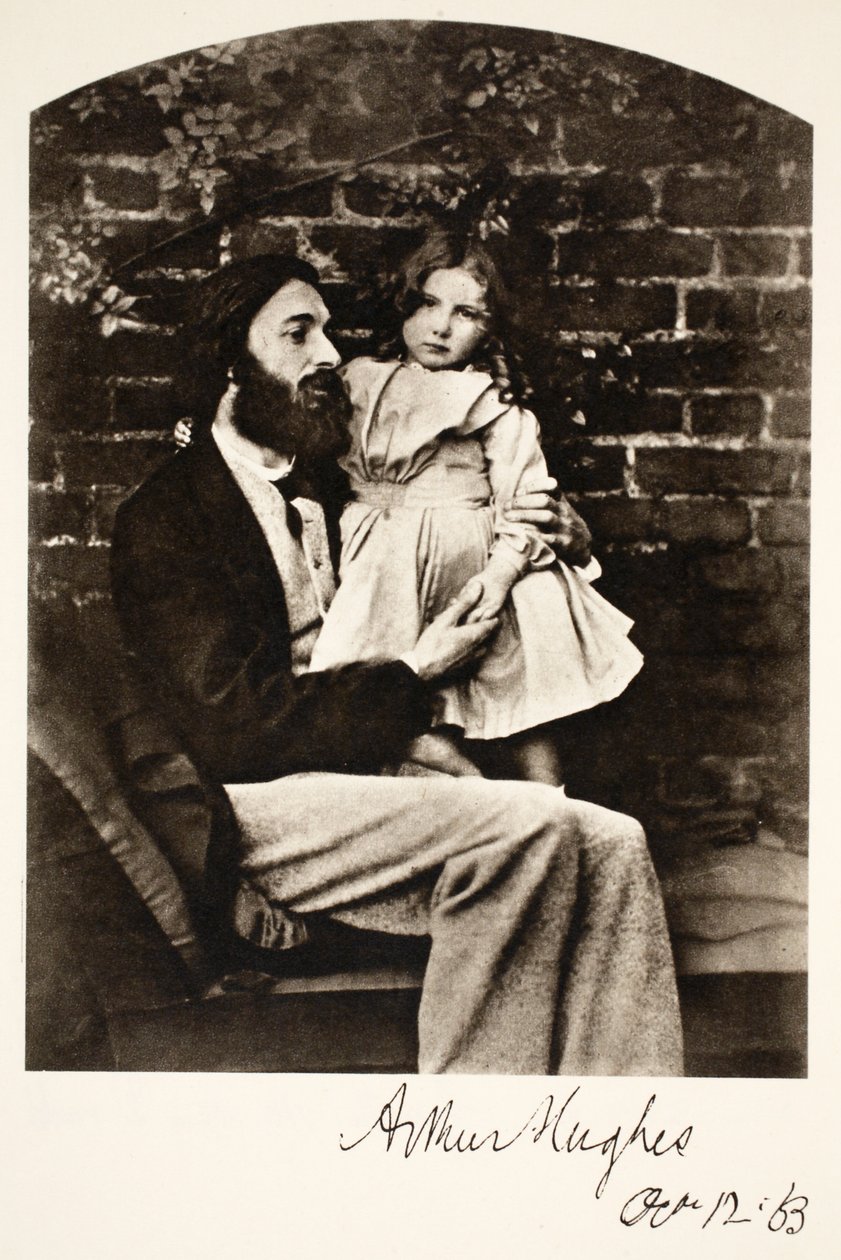 Arthur Hughes e sua filha Agnes, 12 de outubro de 1863 (foto sépia) de Charles Lutwidge Dodgson