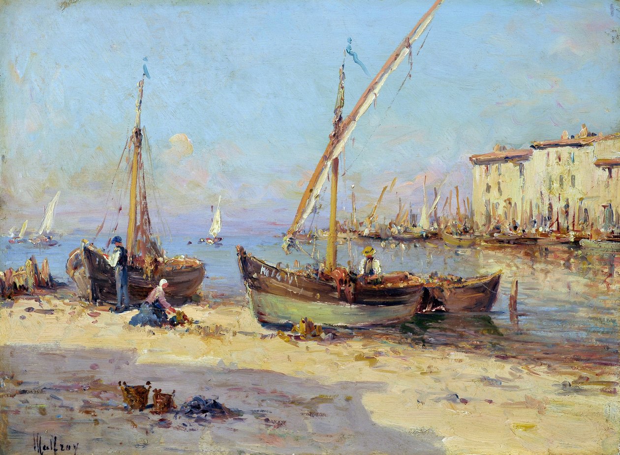 Vista de Martigues. Pintura de Charles Malfroy (1862-1918). Óleo sobre madeira. Dim: 29,5x40cm. Menção obrigatória: Fondação de colecções de de Provence, Marselha de Charles Malfroy