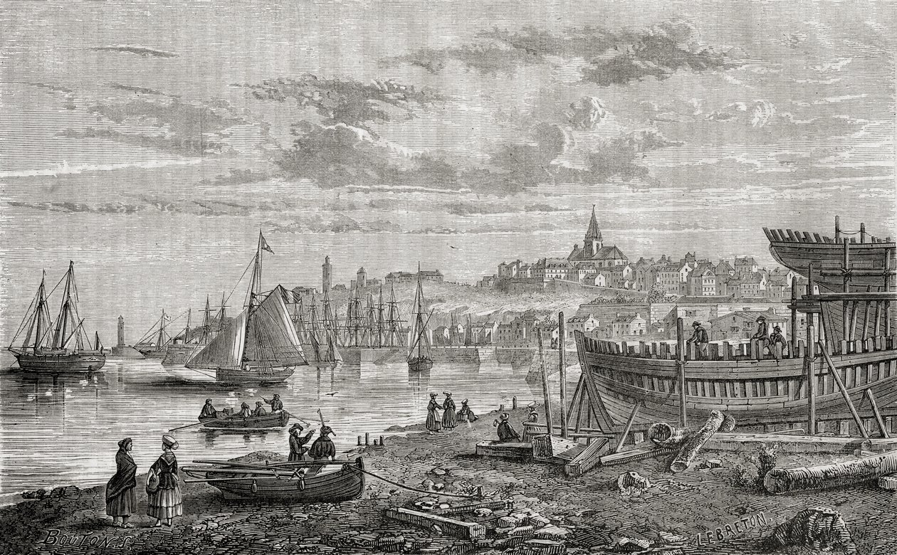 Granville, França, no século 18, de "História da Revolução Francesa" por Louis Blanc (1811-82) gravado por LeBreton, 1847-62 de Charles Marie Bouton