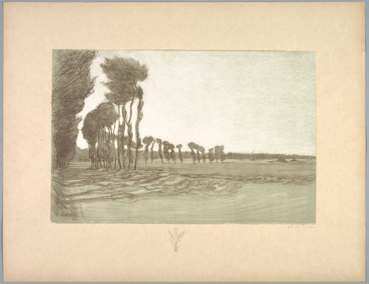 Suite de Paysages: Paisagem, Placa 5, Remarque, Três Talos de Trigo, 1892-1893. de Charles Marie Dulac