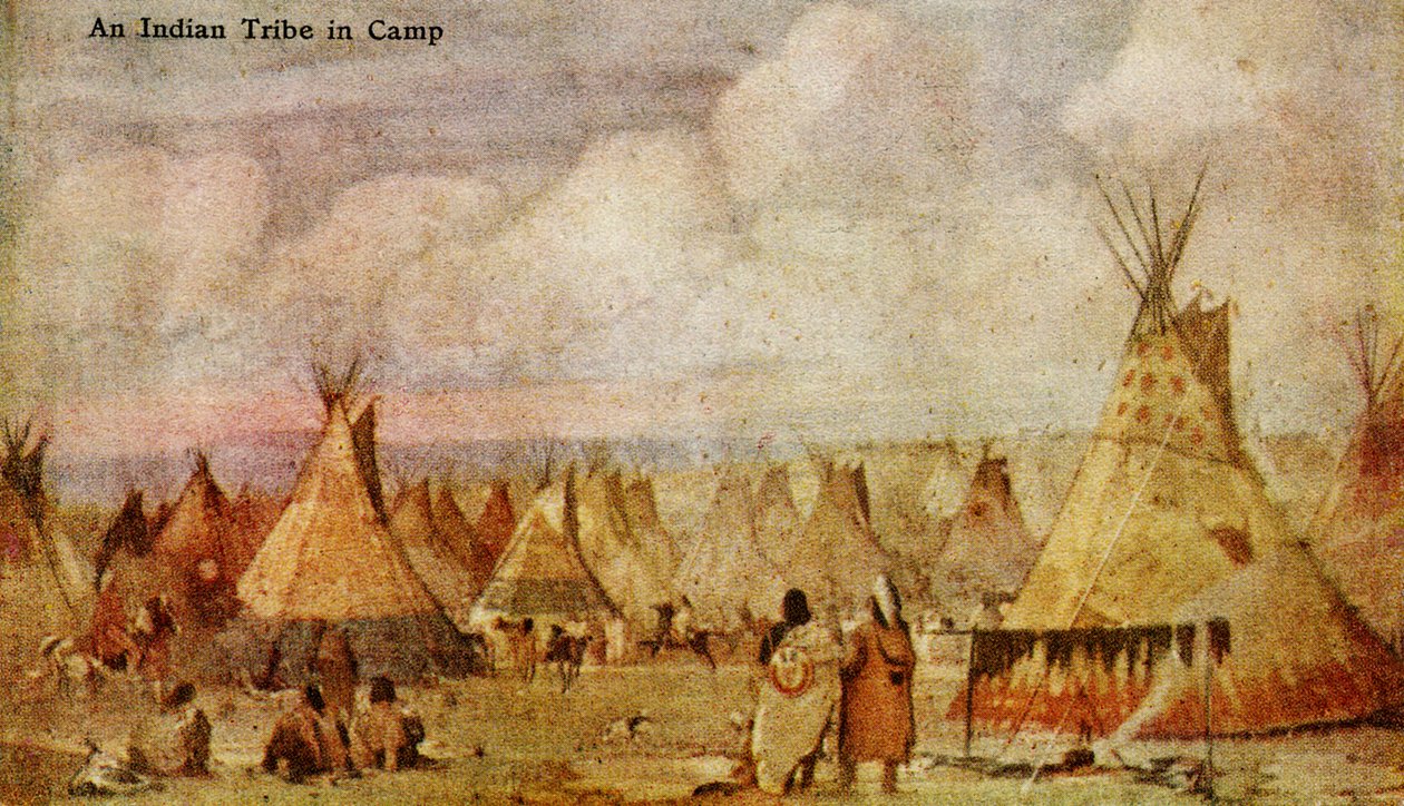 Um acampamento nativo americano de Charles Marion Russell
