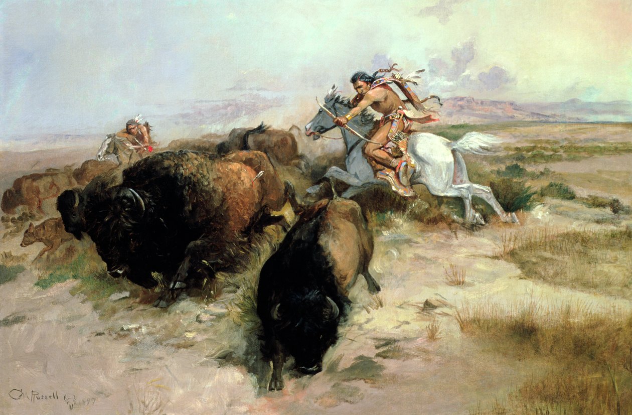 Caça ao búfalo, 1897 de Charles Marion Russell